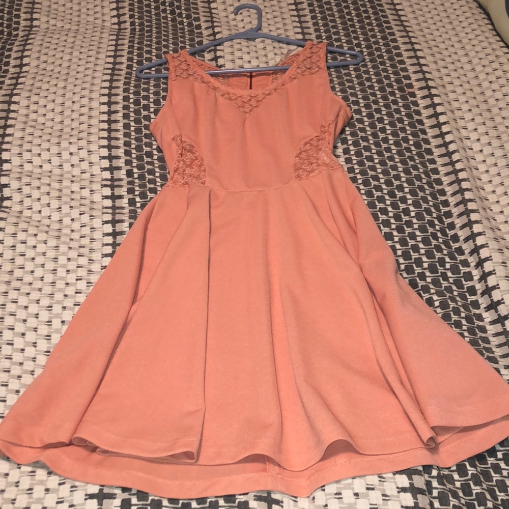 Scoop neck peach dress